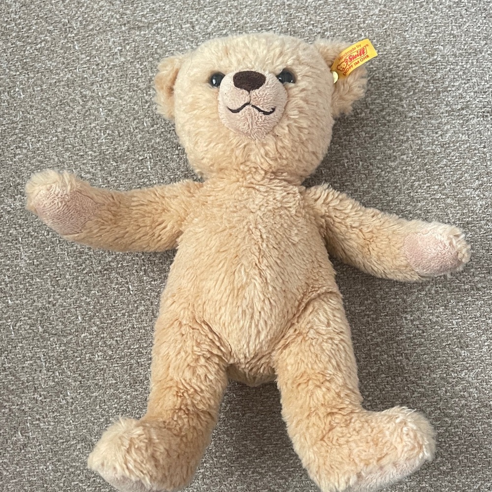 Steiff Cream Plush Teddy Bear with Ear Button - Classic Soft Cuddly Toy